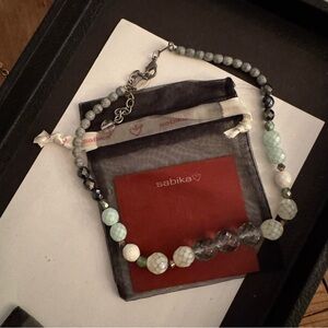 Sabika Necklace with Gray and Green Beads